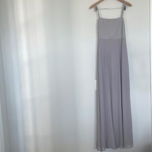Show Me Your Mumu Lauren tie maxi long dress in dove grey chiffon Sz M NWT